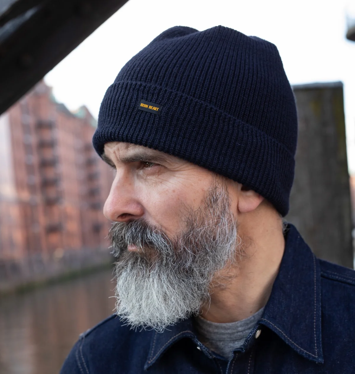 IHG-080-NAV - Wool Ribbed Beanie - Navy - Image 2
