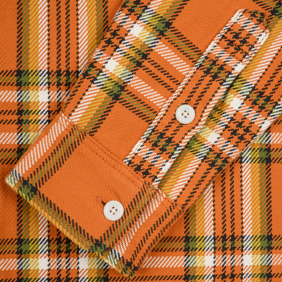 IHSH-442-ORA - SS26 - 9oz Selvedge Flannel Work Shirt - Orange Check - Image 7