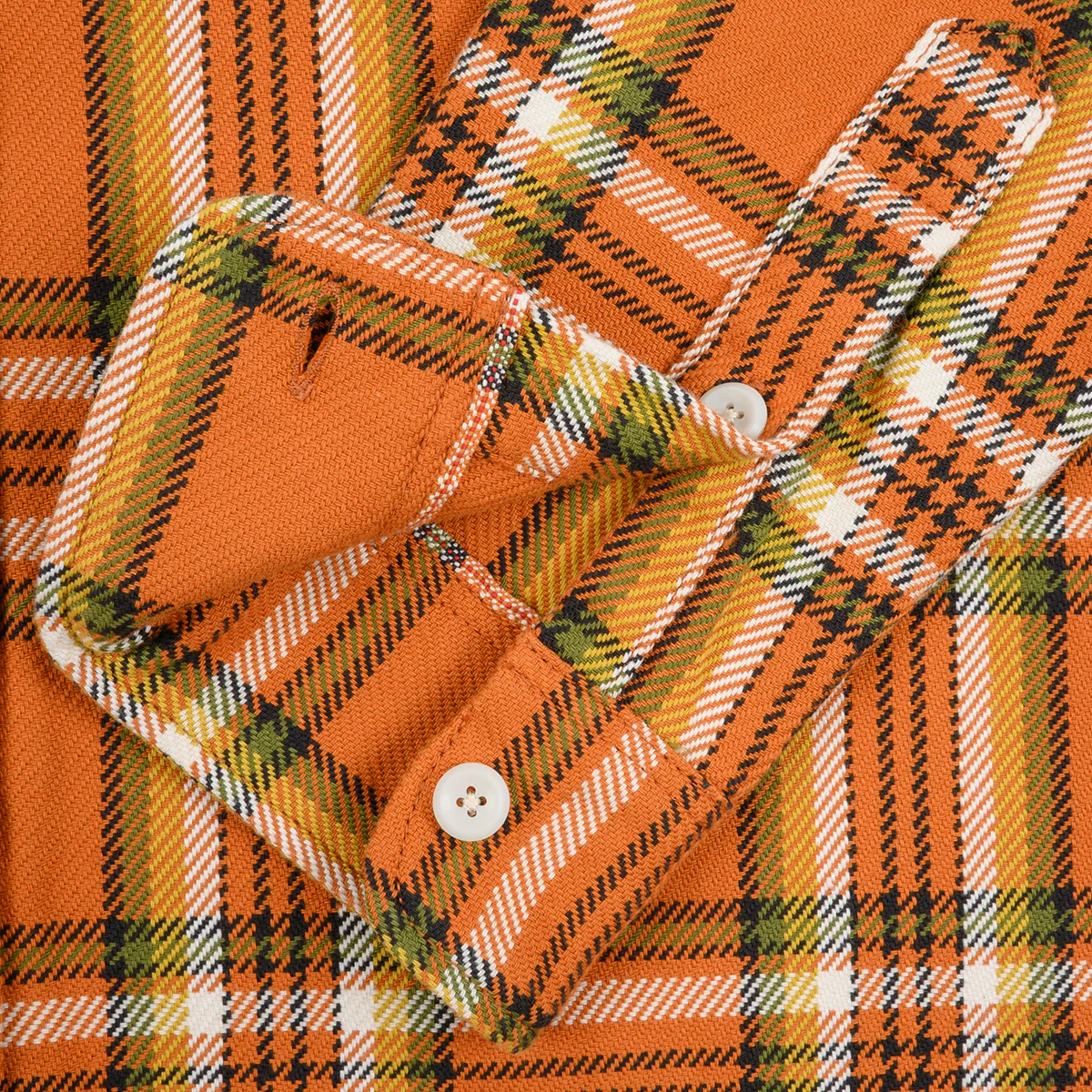 IHSH-442-ORA - SS26 - 9oz Selvedge Flannel Work Shirt - Orange Check - Image 8