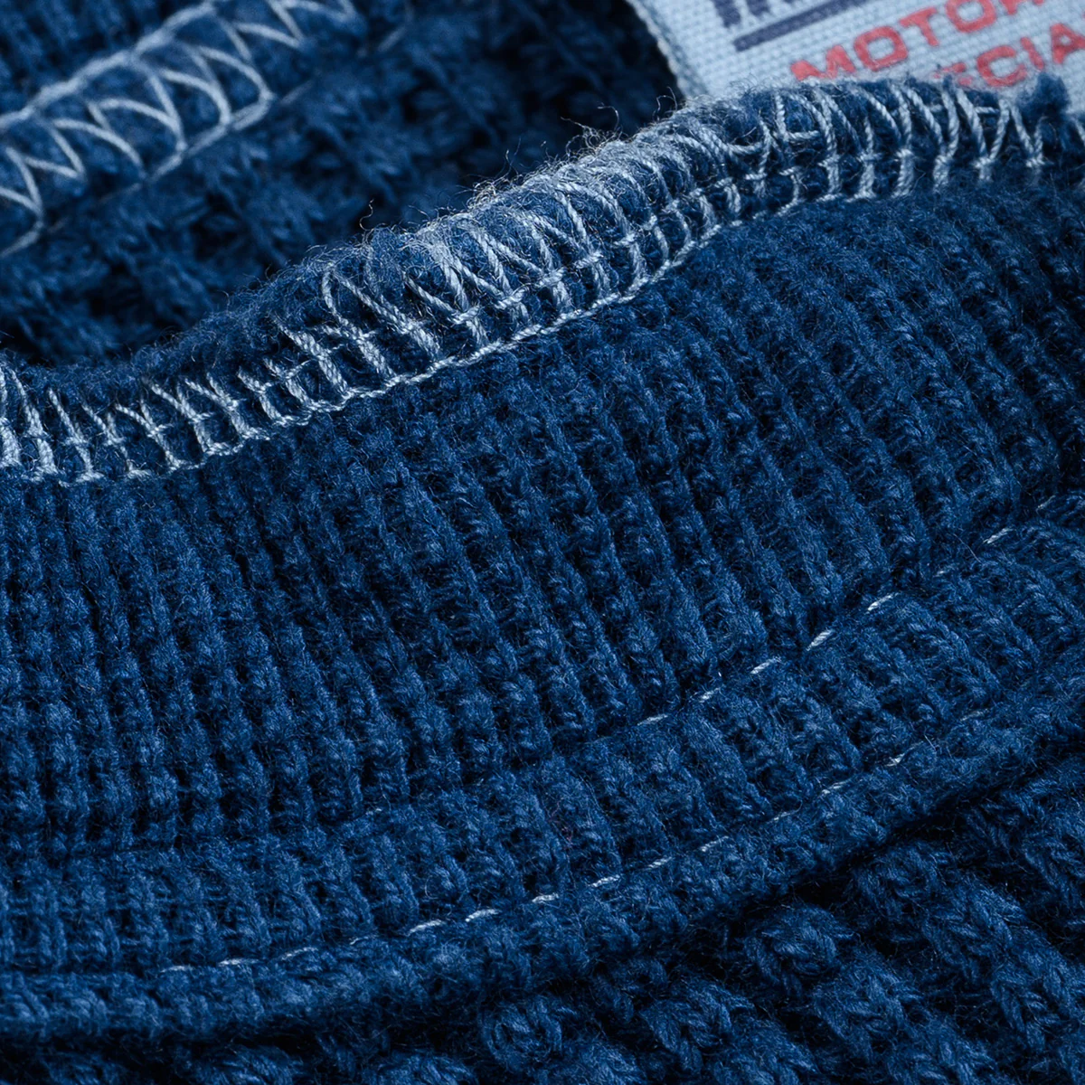 IHTL-1213-IND - Waffle Knit Long Sleeved Thermal Henley - Indigo Dyed - Image 5