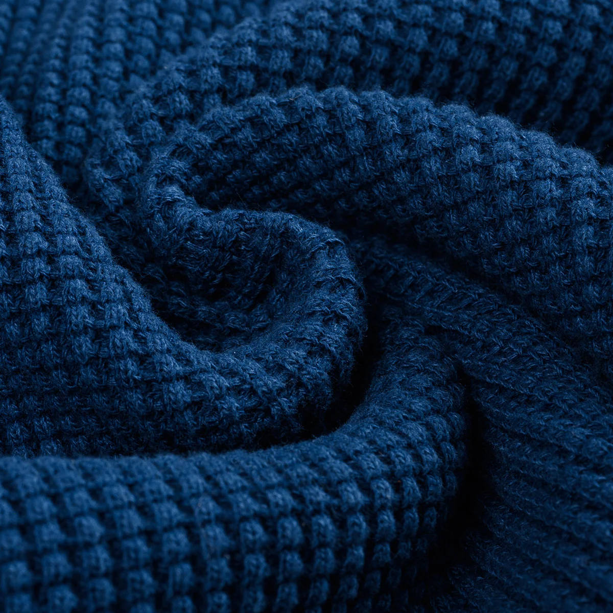 IHTL-1213-IND - Waffle Knit Long Sleeved Thermal Henley - Indigo Dyed - Image 6