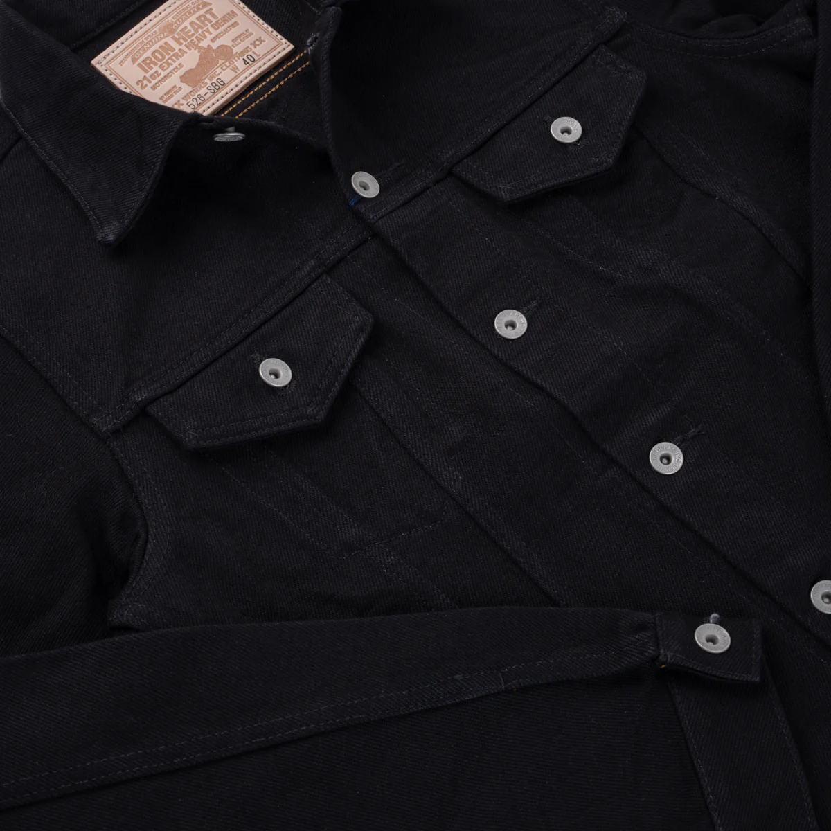 IH-526-SBG - 21oz Selvedge Denim Type III Jacket - Superblack (Fades To Grey) - Image 7