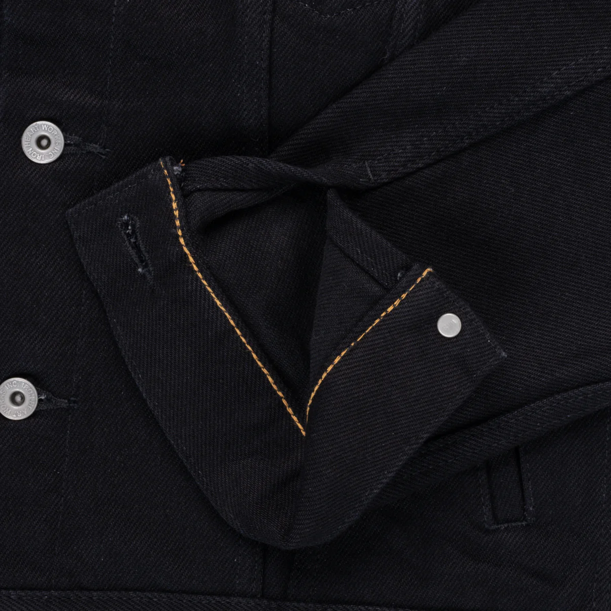 IH-526-SBG - 21oz Selvedge Denim Type III Jacket - Superblack (Fades To Grey) - Image 9