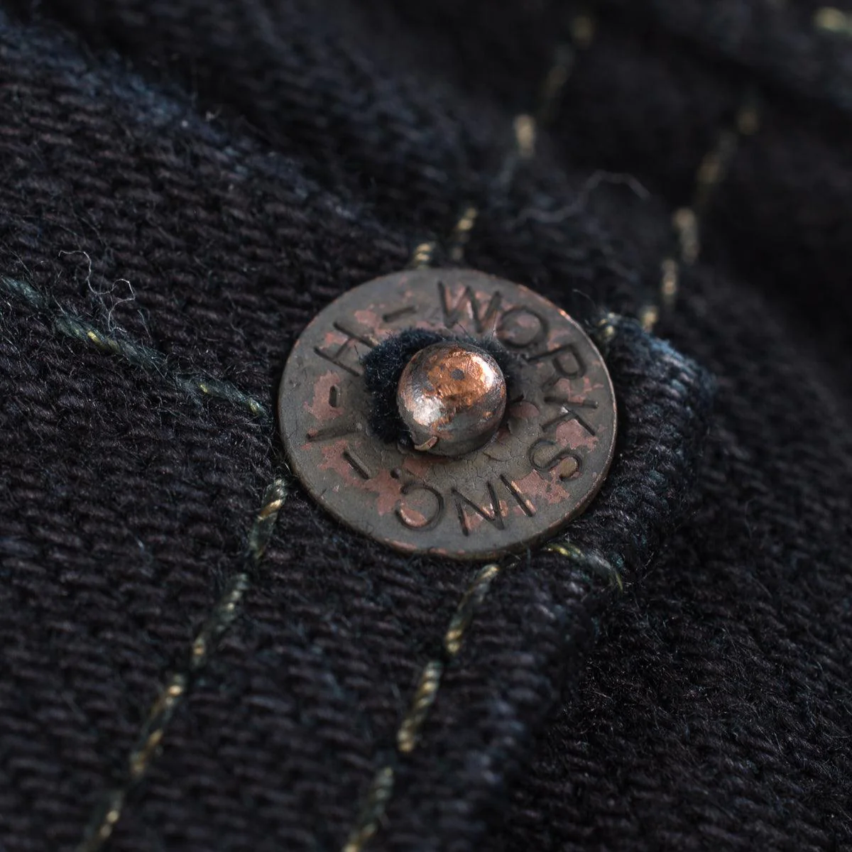 IH-666S-142OD - 14oz Selvedge Denim Slim Straight Cut Jeans Indigo Overdyed Black - Image 10