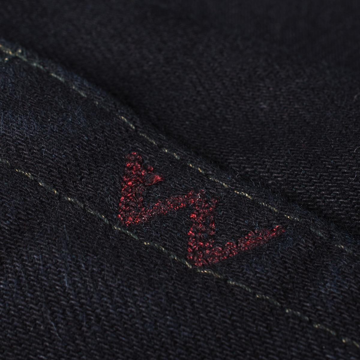 IH-666S-142OD - 14oz Selvedge Denim Slim Straight Cut Jeans Indigo Overdyed Black - Image 12