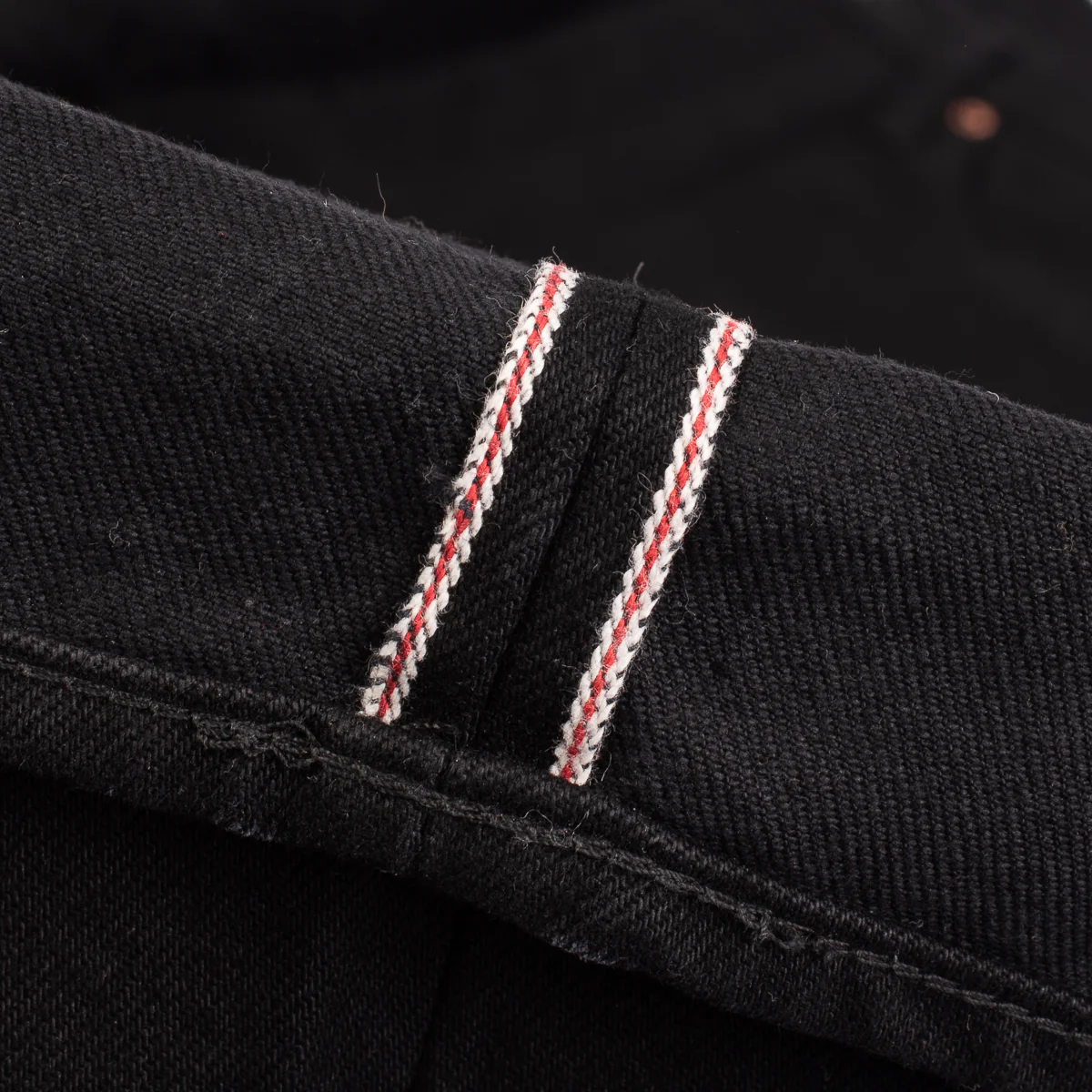 IH-888S-142BB - 14oz Selvedge Denim Medium/High Rise Tapered Jeans - Black/Black - Image 12