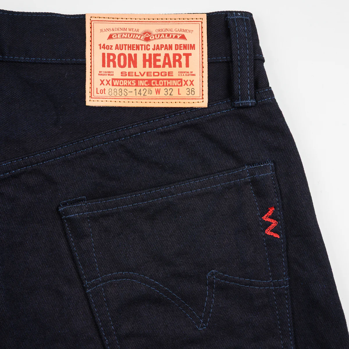 IH-888S-142IB - 14oz Selvedge Denim Medium/High Rise Tapered Jeans - Indigo/Black - Image 5