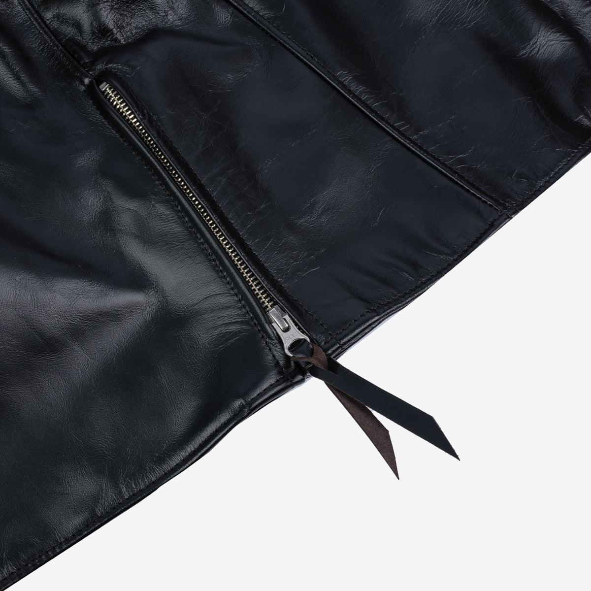 IHJ-35-BLK - Japanese Horsehide Rider’s Jacket - Black (Tea-Core Dyed) - Image 16