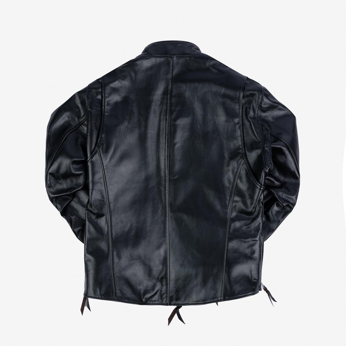 IHJ-35-BLK - Japanese Horsehide Rider’s Jacket - Black (Tea-Core Dyed) - Image 5