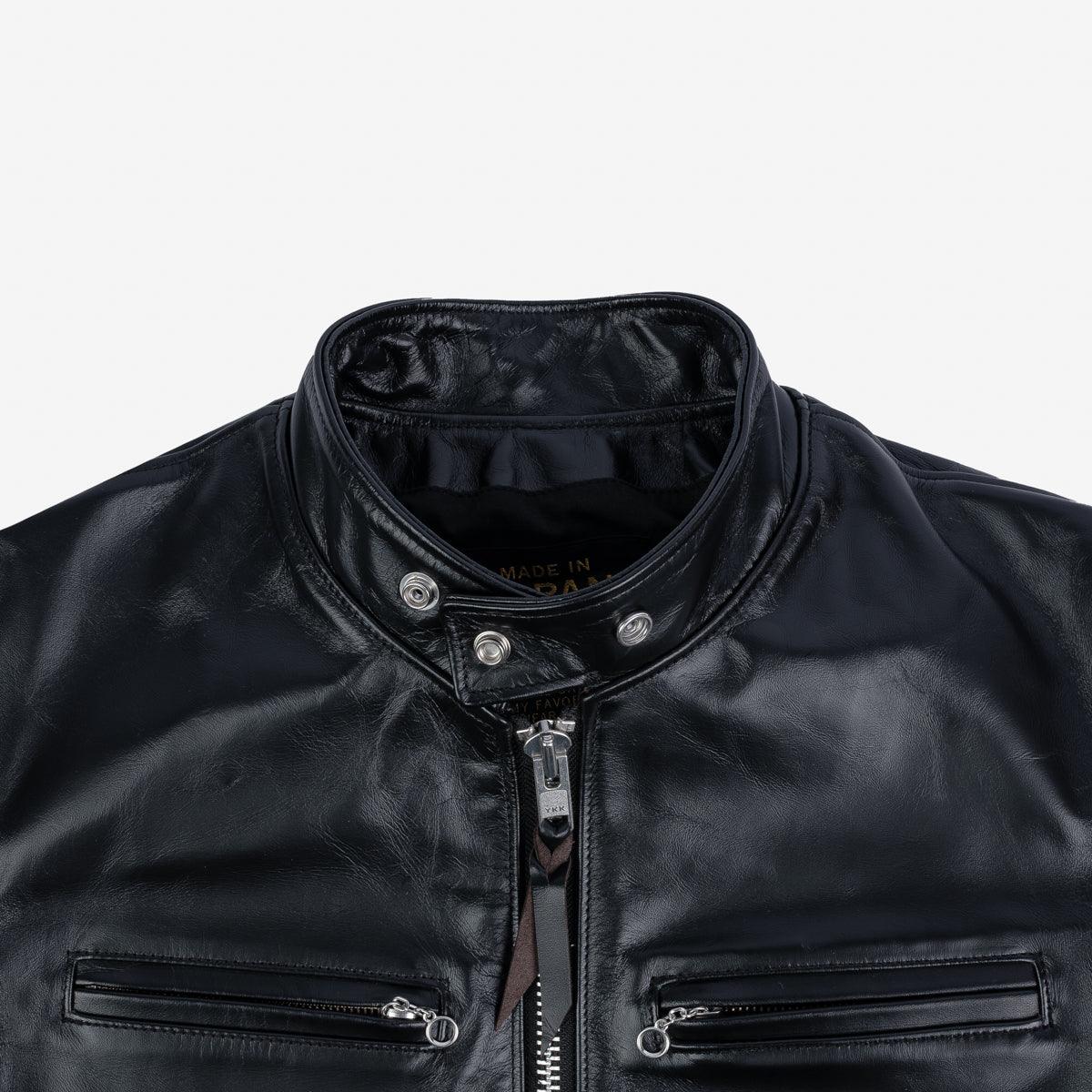 IHJ-35-BLK - Japanese Horsehide Rider’s Jacket - Black (Tea-Core Dyed) - Image 6