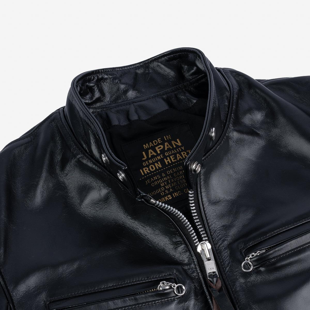 IHJ-35-BLK - Japanese Horsehide Rider’s Jacket - Black (Tea-Core Dyed) - Image 7