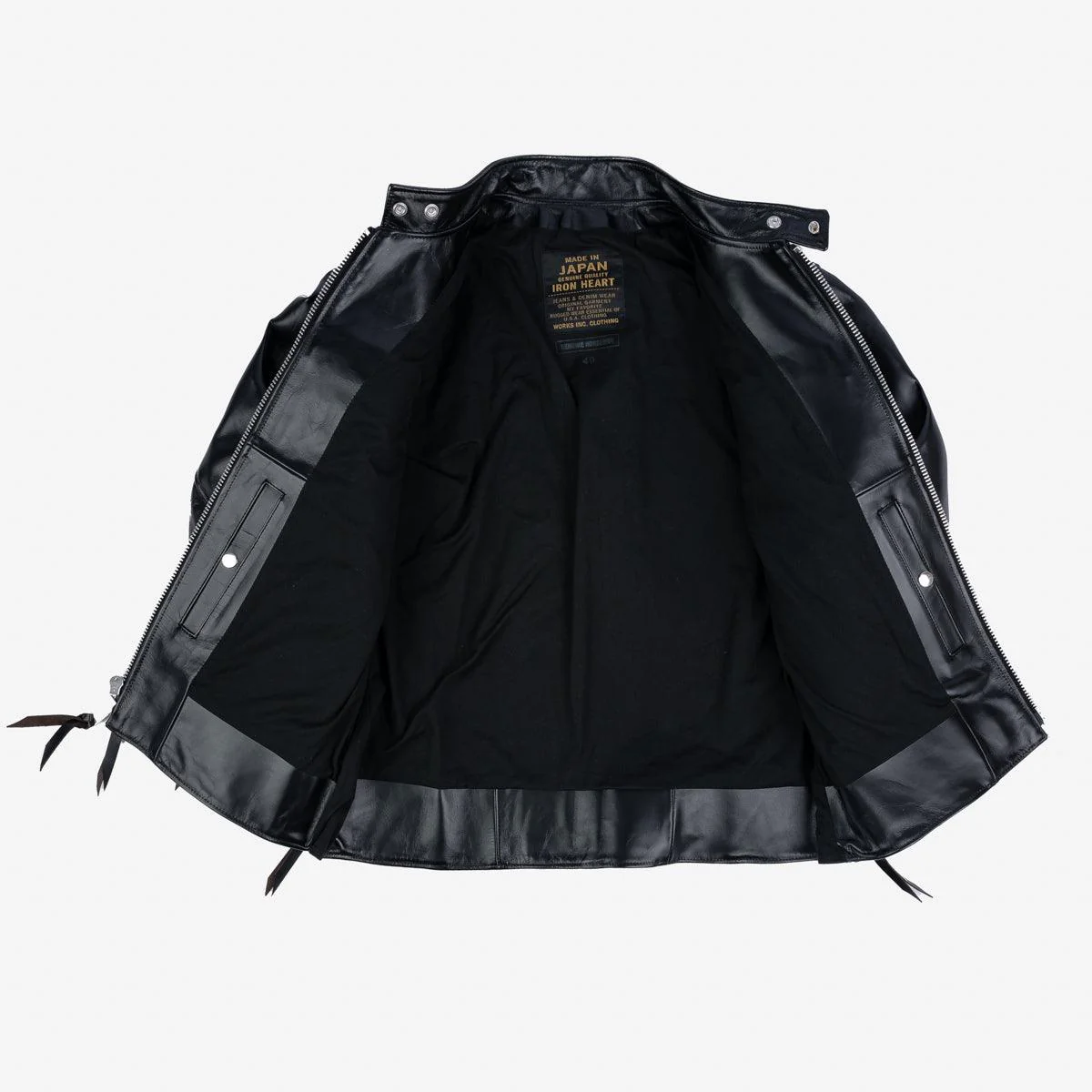 IHJ-35-BLK - Japanese Horsehide Rider’s Jacket - Black (Tea-Core Dyed) - Image 9