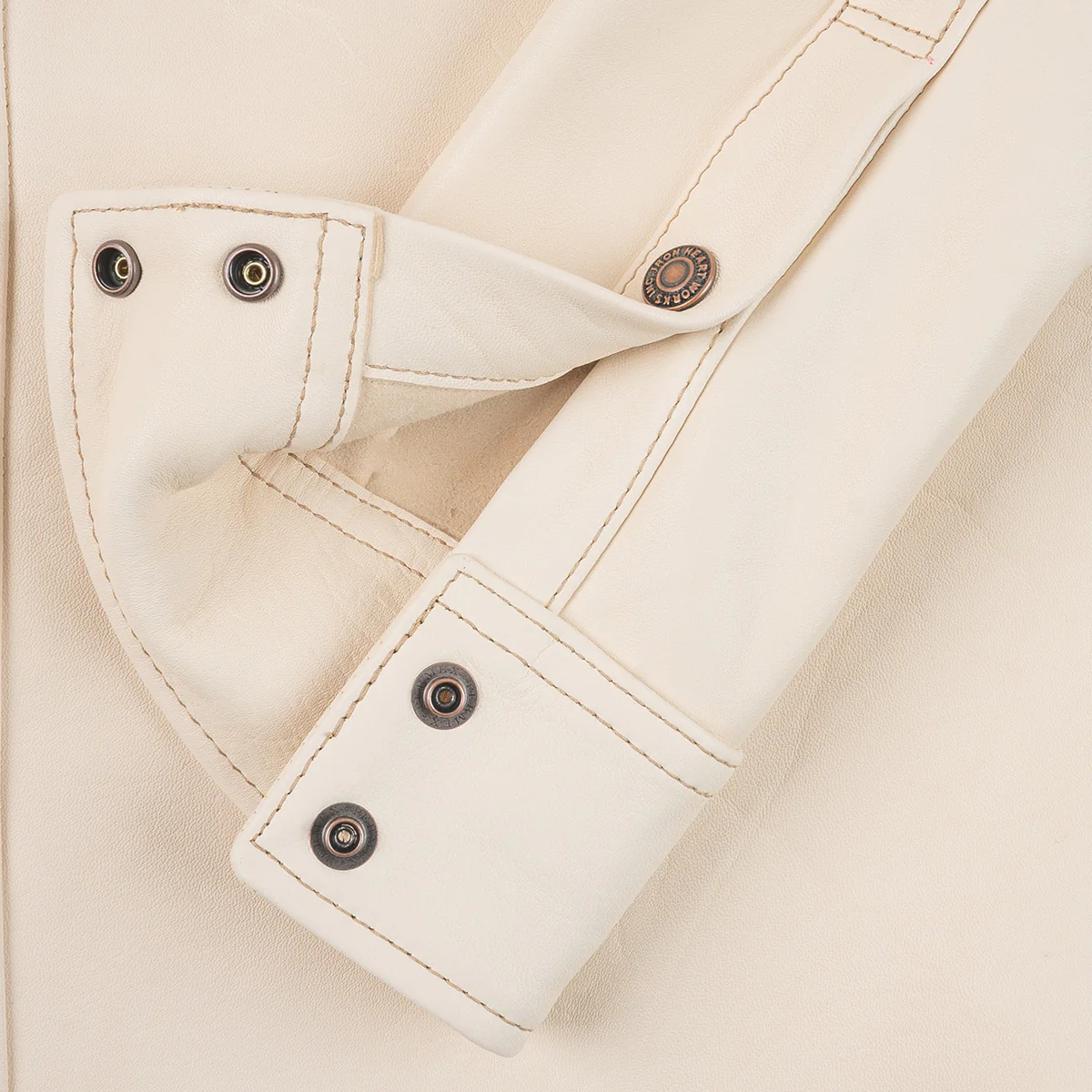 IHSB-PR-NAT - Iron Heart X Simmons Bilt Horsehide Western Shirt - The Pale Rider - Natural - Image 8