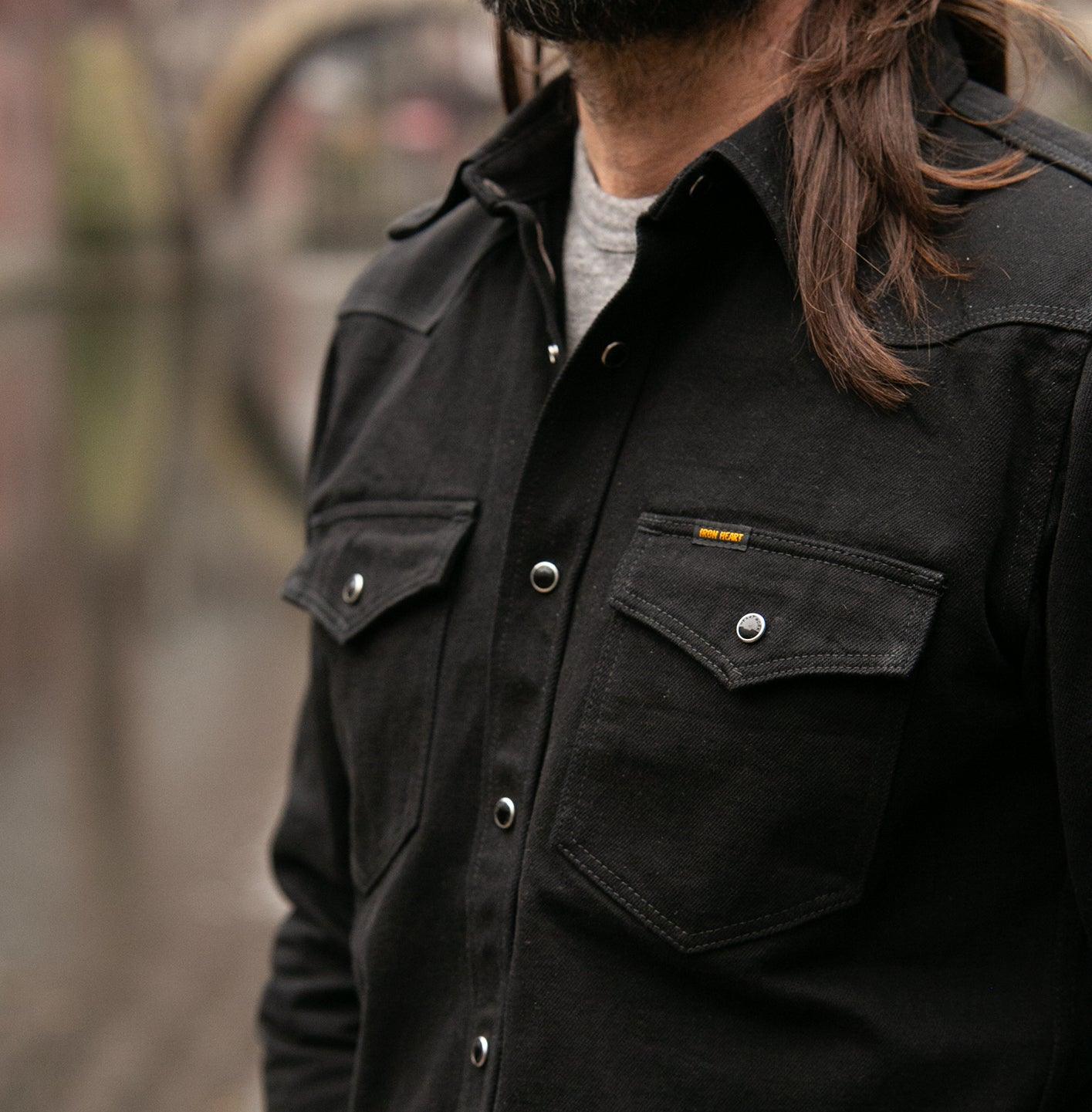 IHSH-218-BLK - 12oz Western Shirt "Johnny Cash III" - Black - Image 3