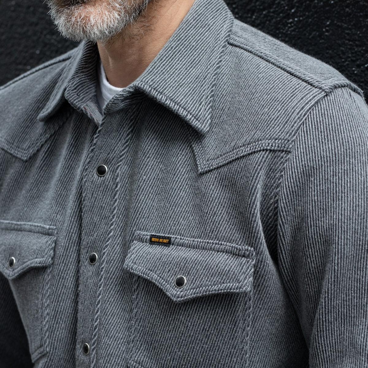 IHSH-254-GRY - Top Dyed Heavy Kersey Western Shirt - Grey - Image 3