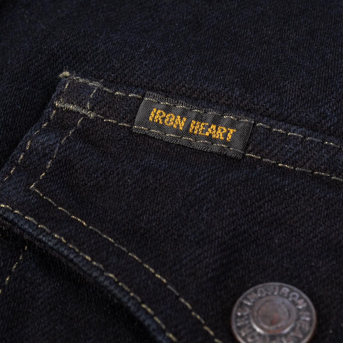 IHSH-293-OD - 18oz Vintage Selvedge Denim CPO Shirt Indigo Overdyed Black - Image 6