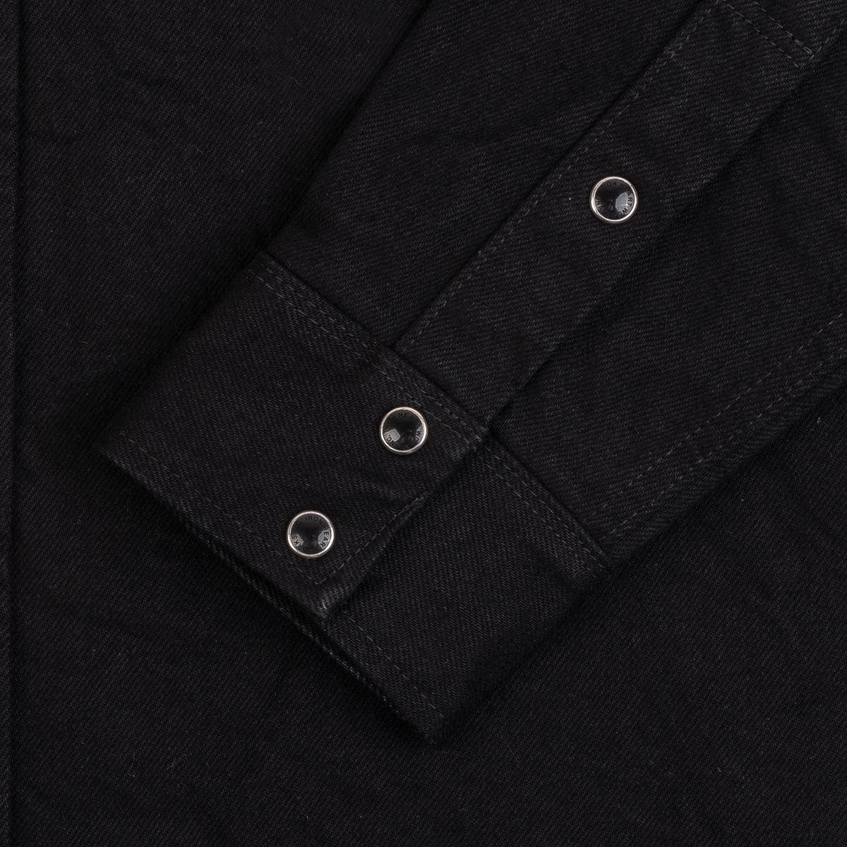 IHSH-295-BB - 14oz Selvedge Denim Western Shirt Black/Black - Image 9