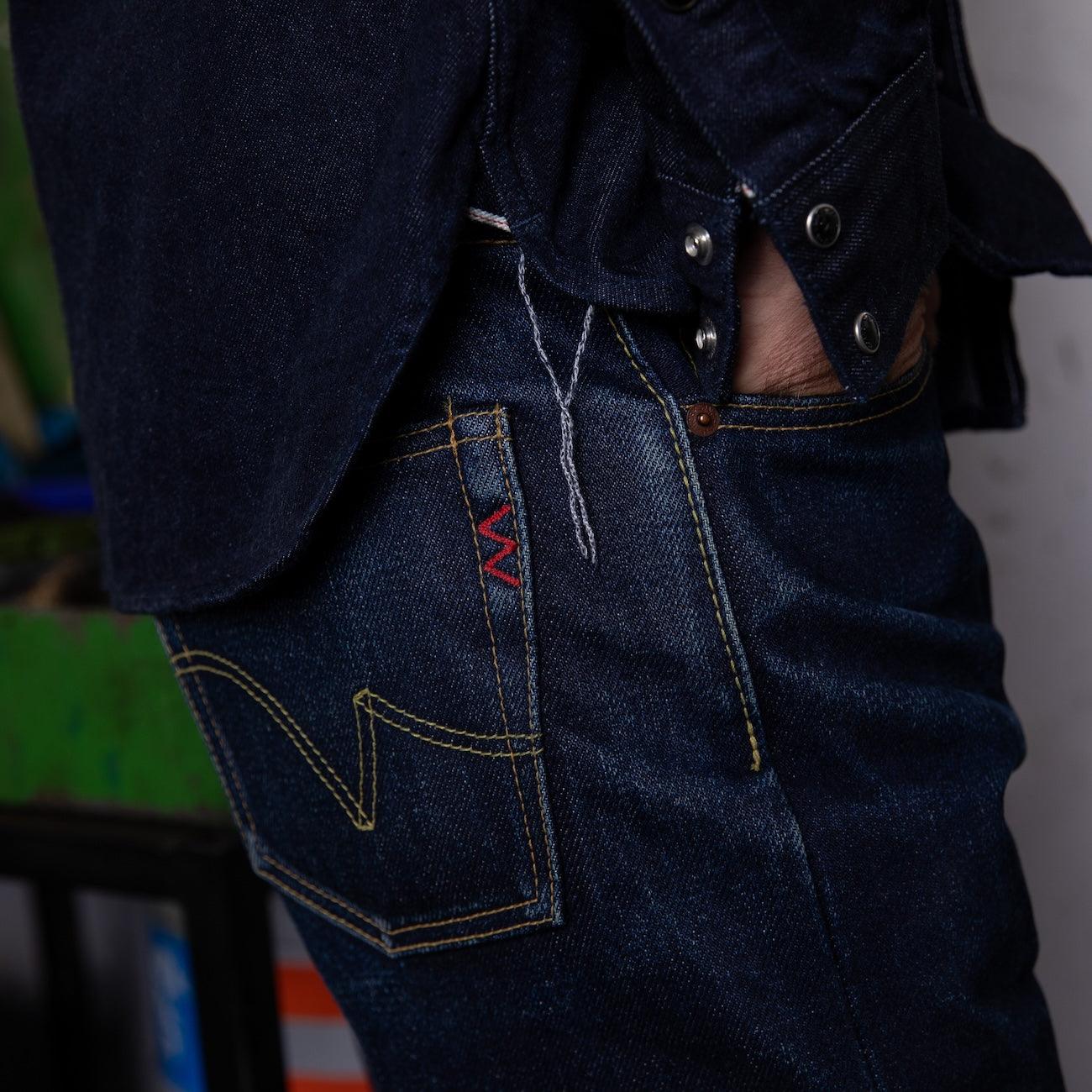 IHSH-33-T - 12oz Selvedge Denim Western Shirt With Tonal Stitching - Indigo - Image 3