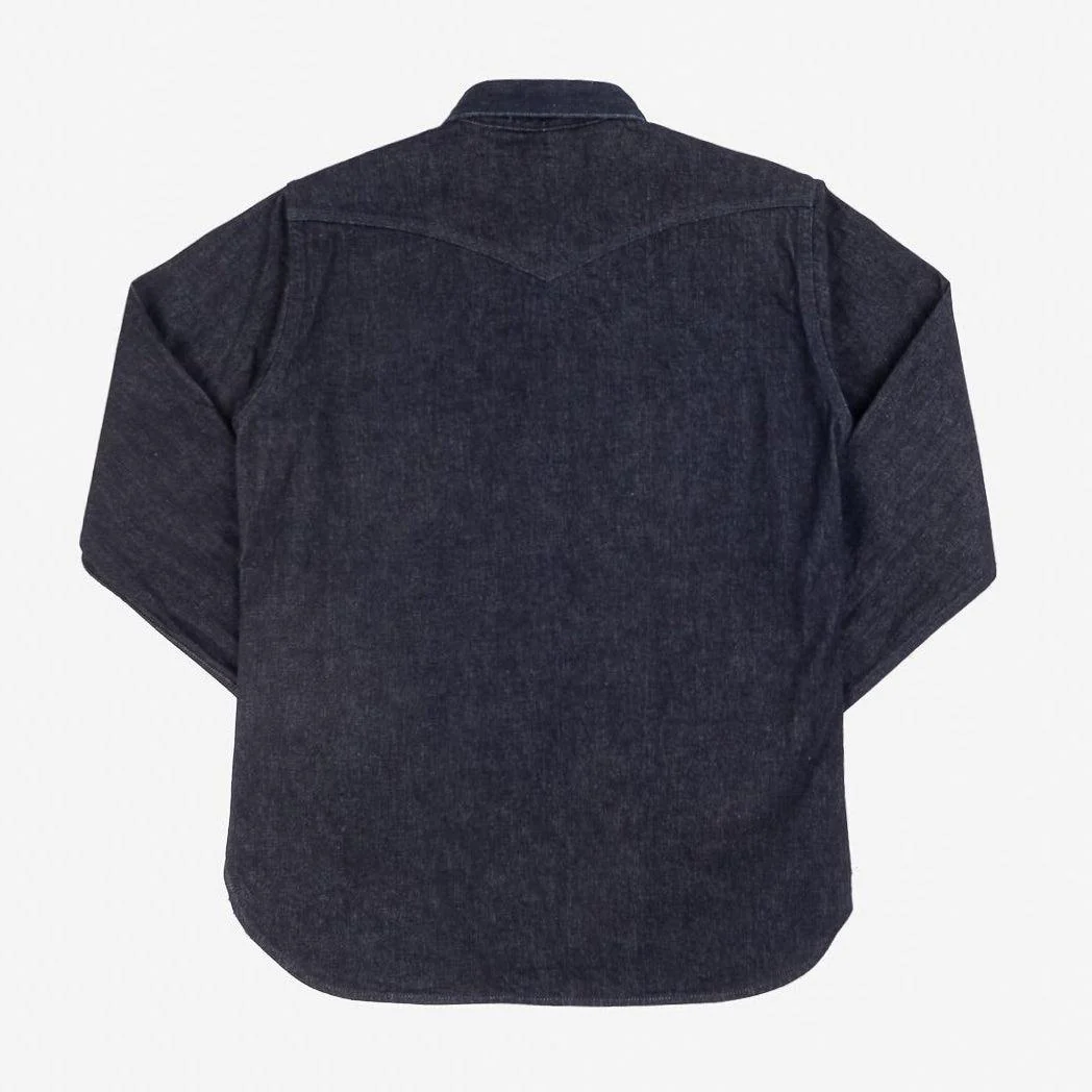 IHSH-33-T - 12oz Selvedge Denim Western Shirt With Tonal Stitching - Indigo - Image 4