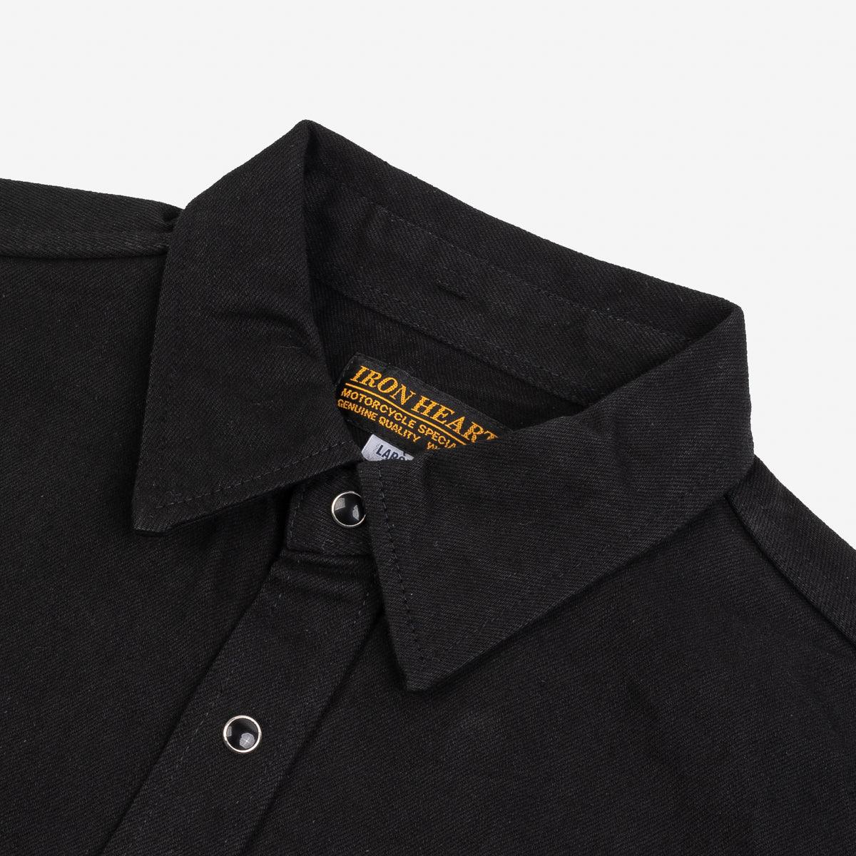IHSH-338-BLK - 12oz Selvedge Denim Work Shirt With Snaps - Black/Black - Image 5