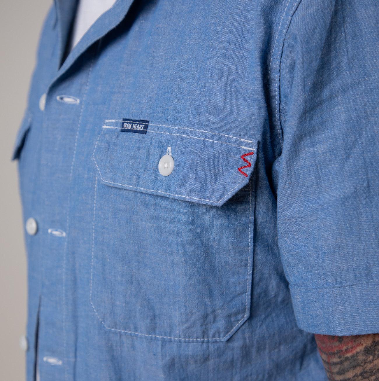 IHSH-388-BLU - 4oz Short Sleeved Summer Shirt - Blue - Image 3