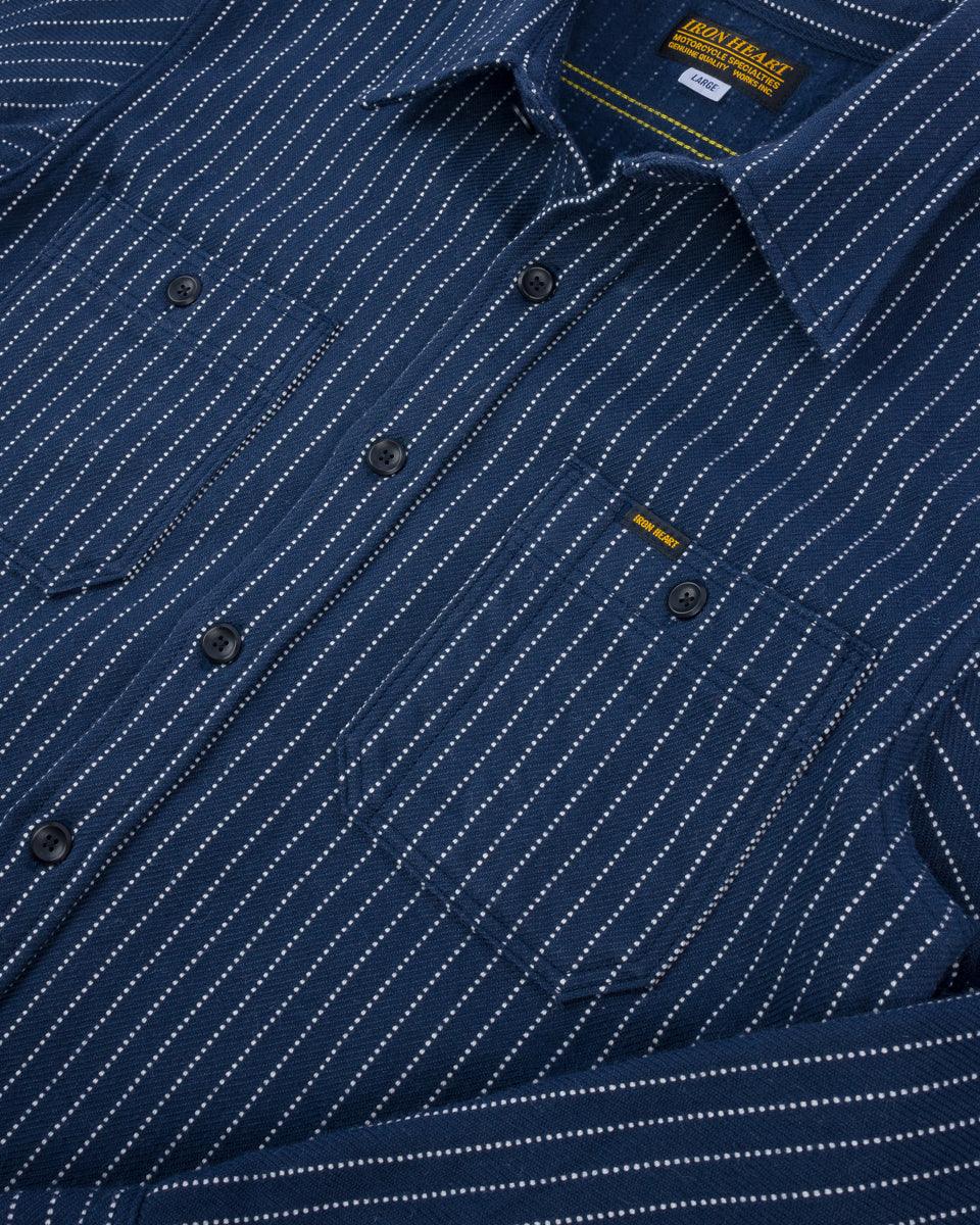 IHSH-402-NAV - Ultra Heavy Flannel Chalk Stripe Work Shirt - Navy - Image 6