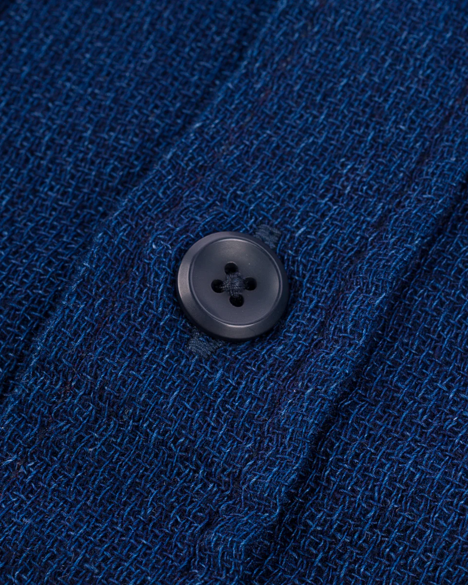 IHSH-417-IND - 5oz Double Gauze Short Sleeved Work Shirt - Indigo - Image 8