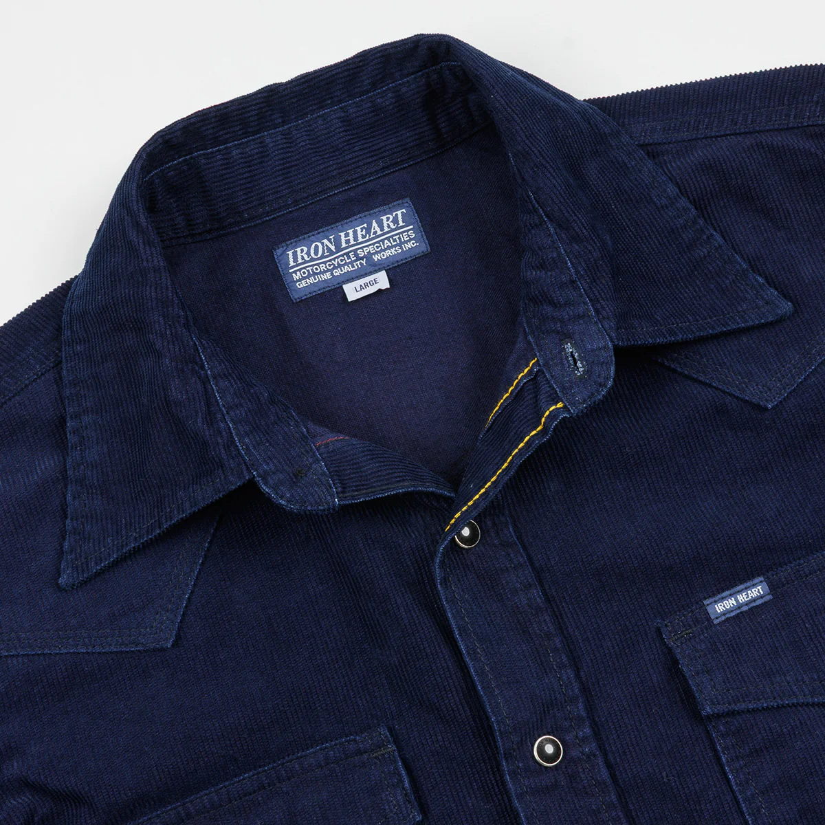 IHSH-438-IND - 7.5oz Selvedge Corduroy Western Shirt - Indigo - Image 5