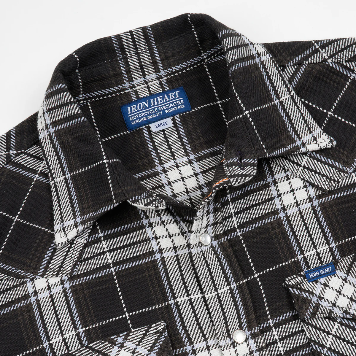 IHSH-439-BLK - SS26 - 9oz Selvedge Flannel Western Shirt - Black Check - Image 5