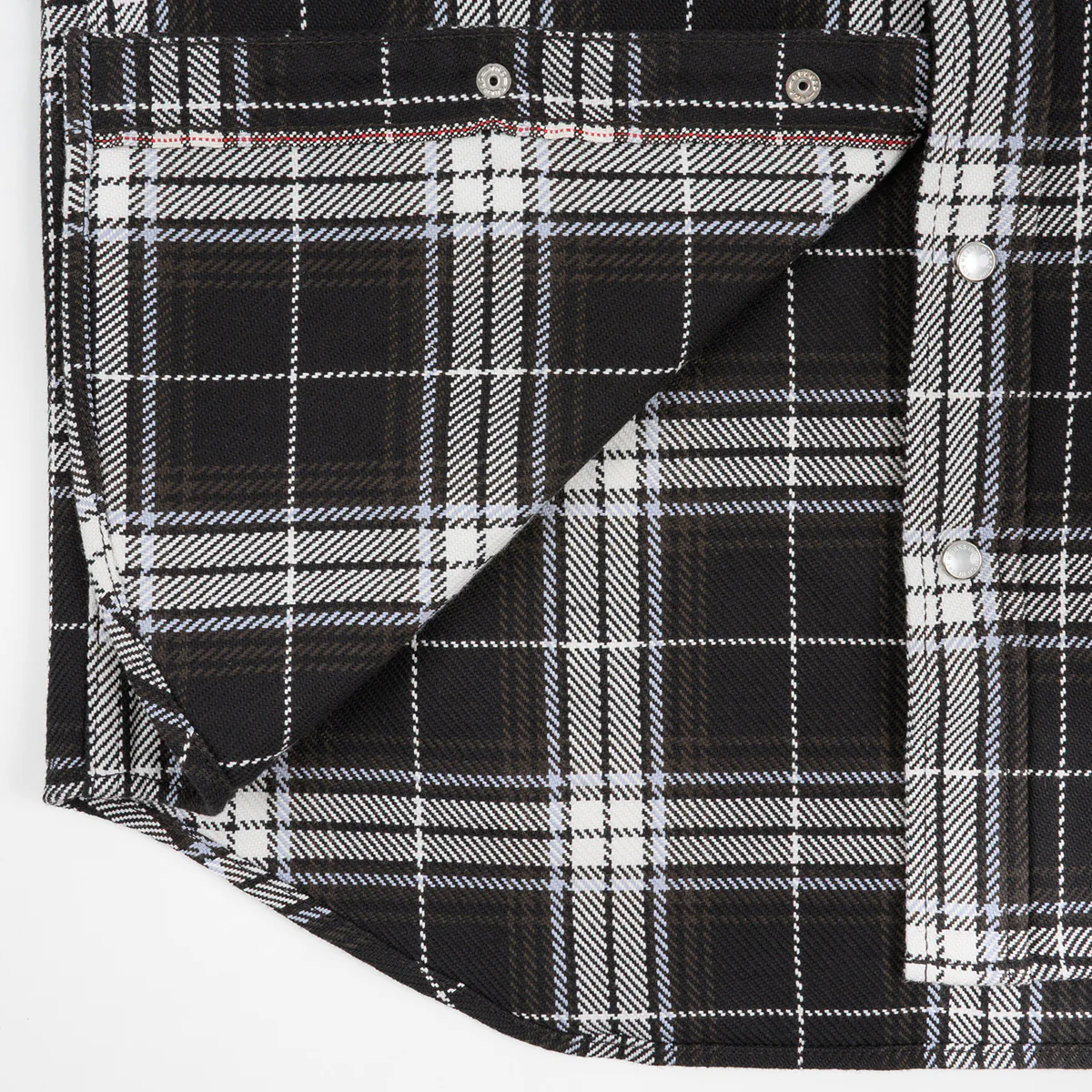 IHSH-439-BLK - SS26 - 9oz Selvedge Flannel Western Shirt - Black Check - Image 8