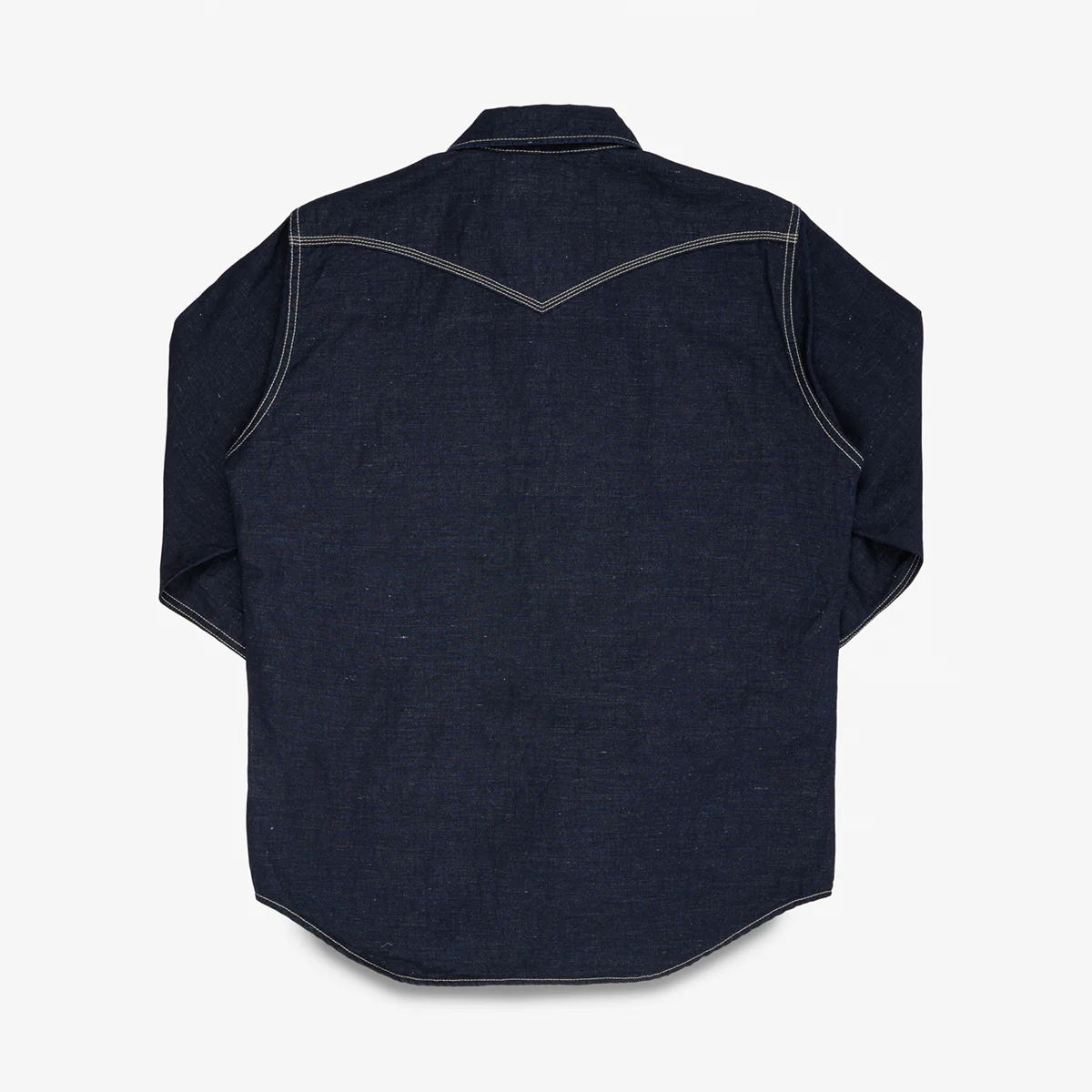 IHSH-444-IND - 7oz Cotton Linen Chambray Western Shirt - Indigo - Image 5