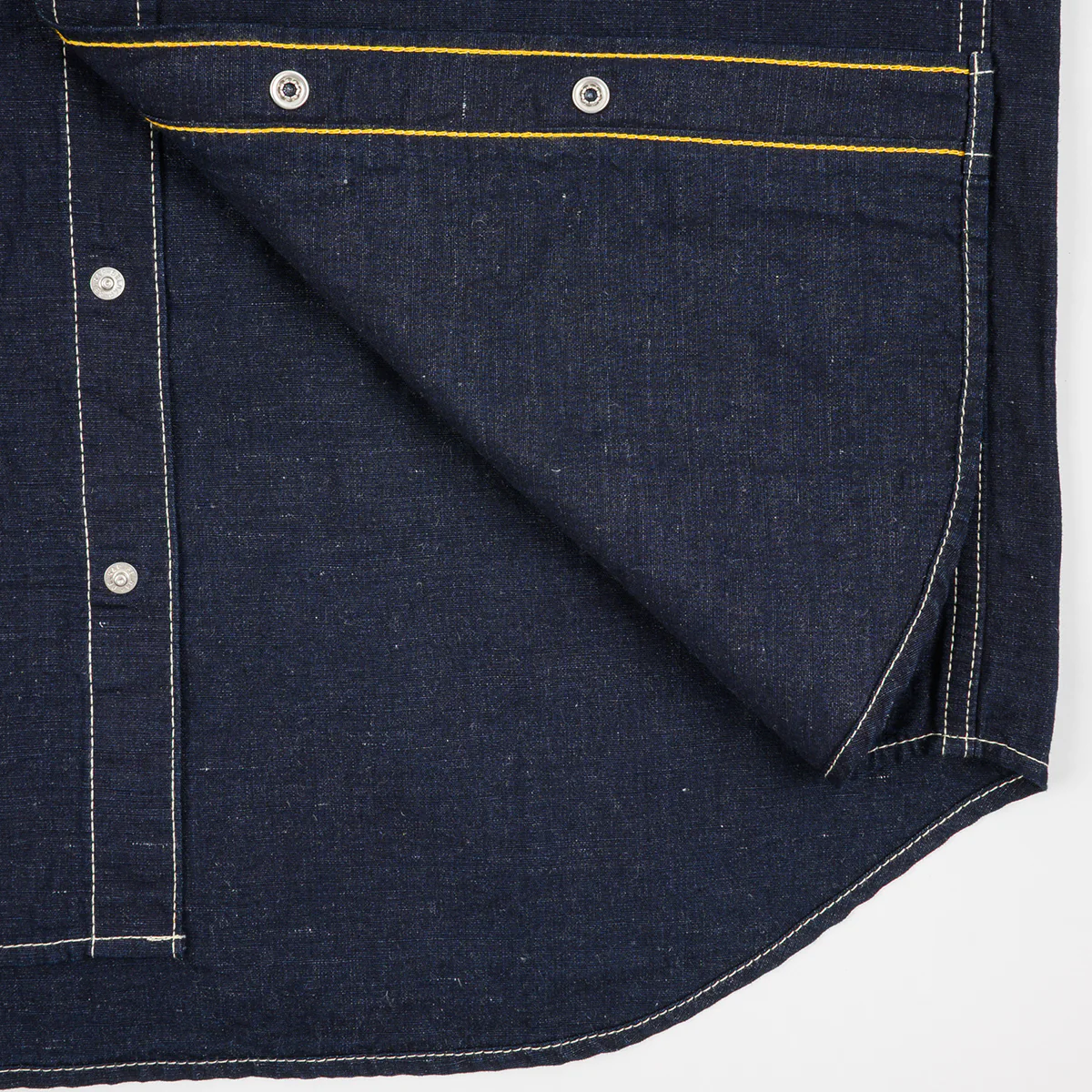 IHSH-444-IND - 7oz Cotton Linen Chambray Western Shirt - Indigo - Image 9