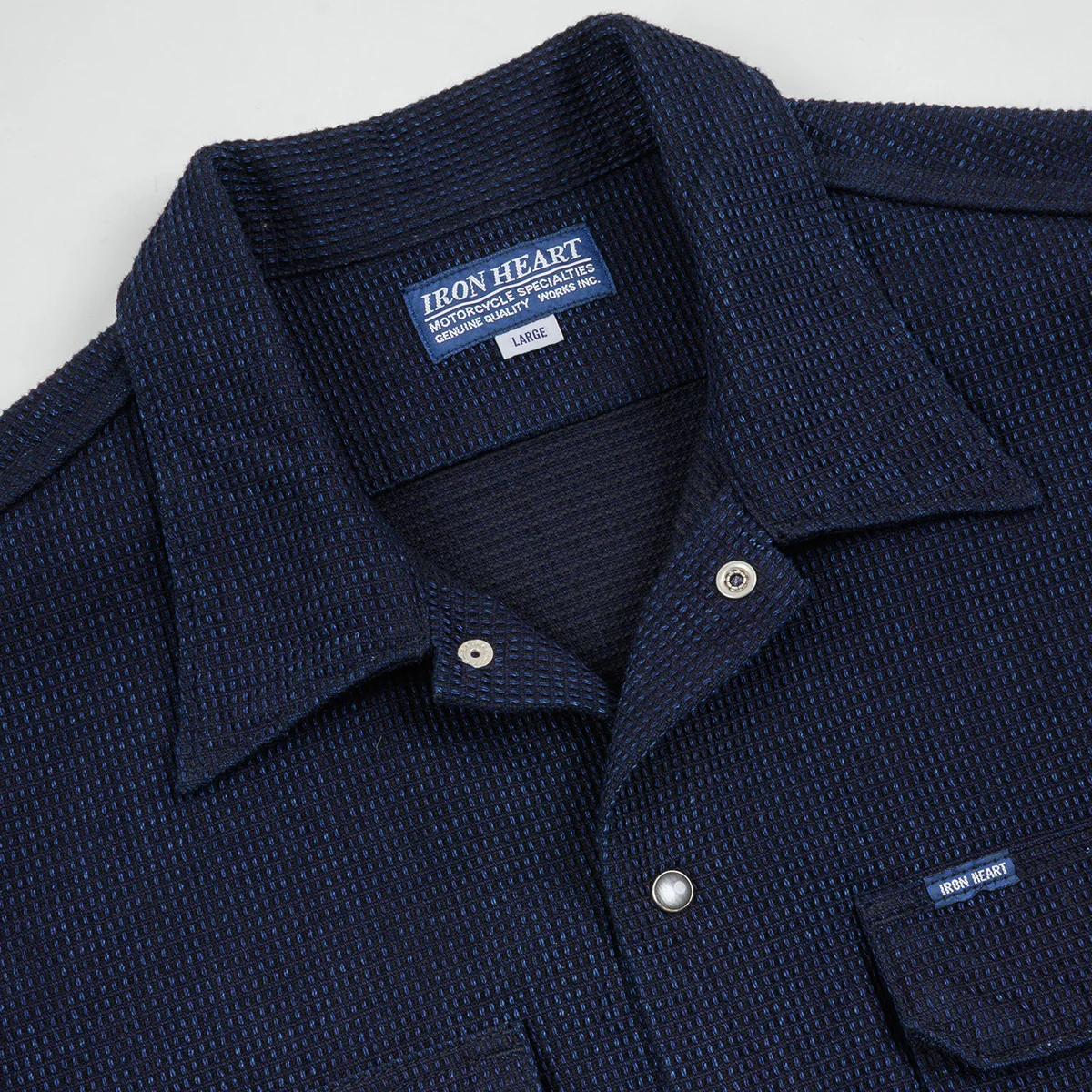 IHSH-445-IND - SS26 - 10oz Dobby Cloth Short Sleeve Mechanic Shirt - Indigo - Image 5