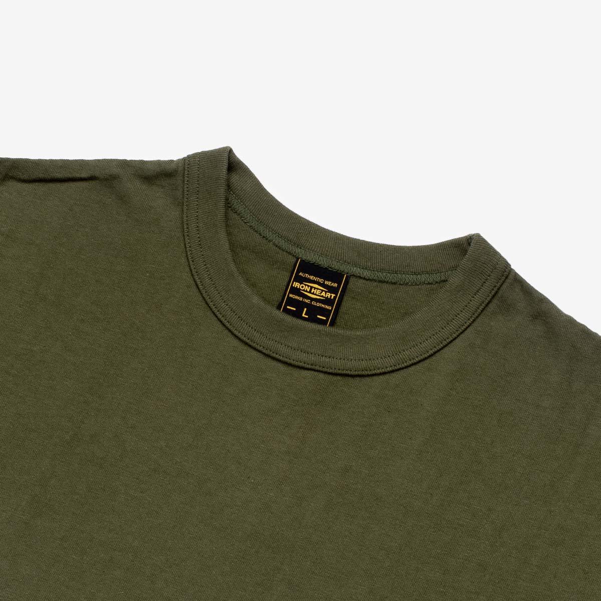 IHT-1610L-OLV - 6.5oz Loopwheel Crew Neck T-Shirt (Long) - Olive - Image 3