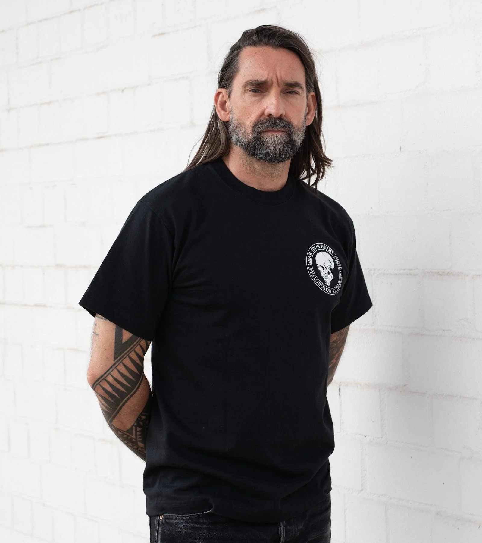 IHT-IHG-6-BLK - Iron Heart Hamburg 7.5oz Loopwheel Crew Neck T-Shirt - Black - Image 3