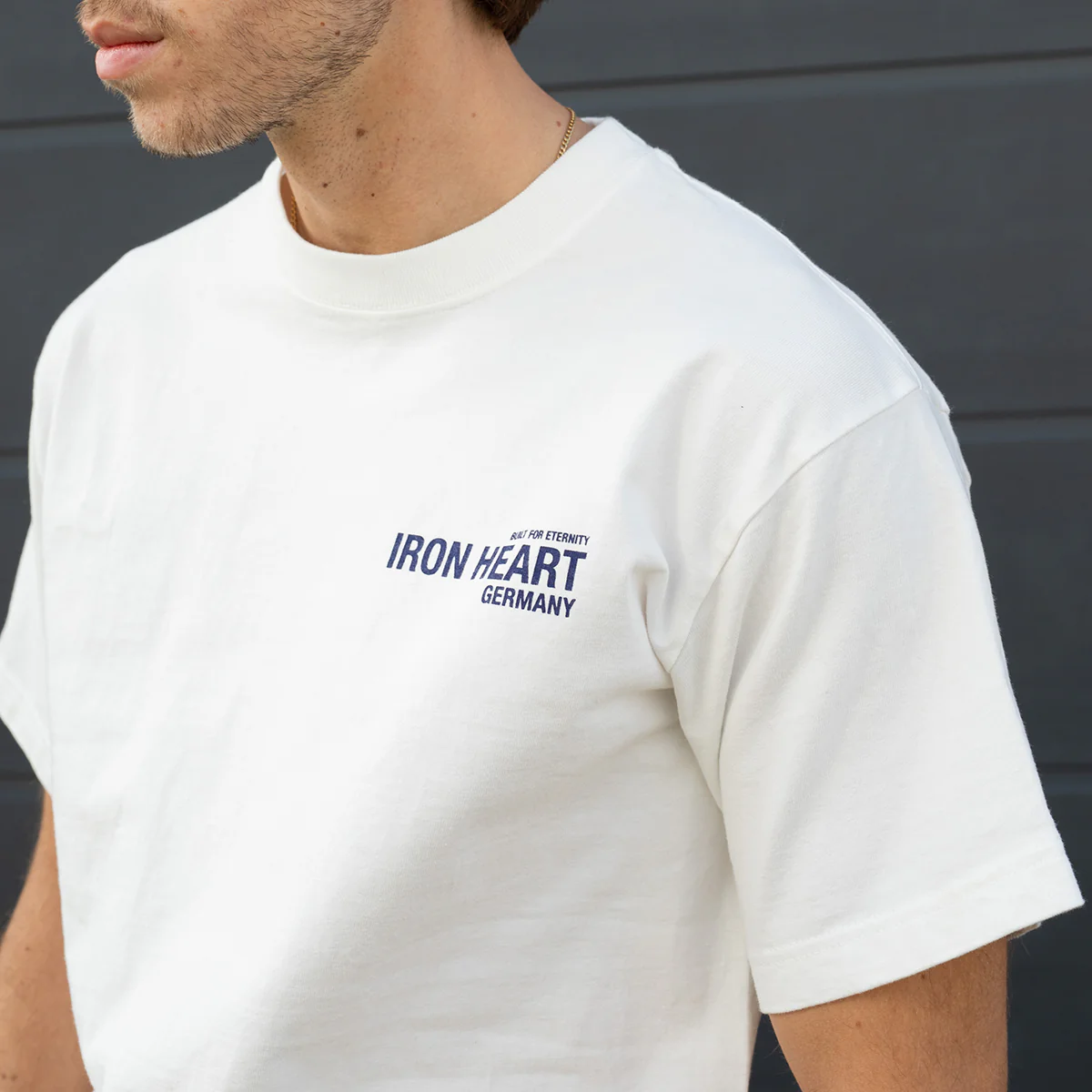 IHT-IHG-7-WHT - Iron Heart Germany 7.5oz Loopwheel Crew Neck T-Shirt - White - Image 5