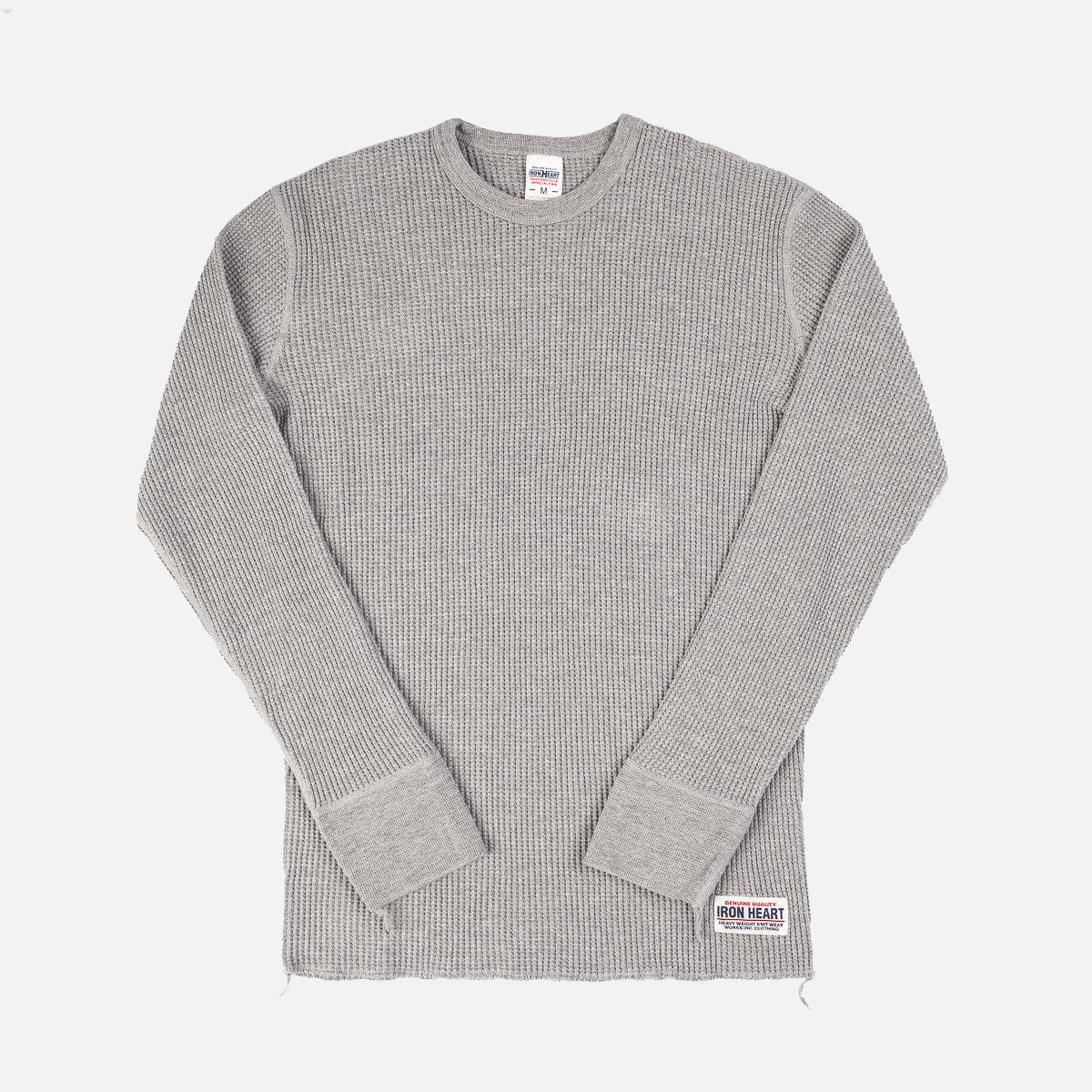 IHTL-1301-GRY - Waffle Knit Thermal Long Sleeved Crew Neck - Grey