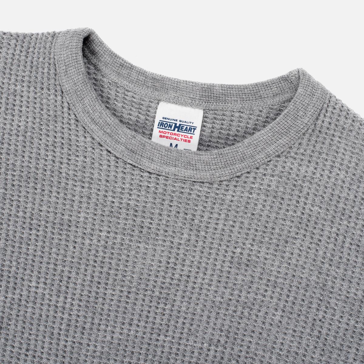 IHTL-1301-GRY - Waffle Knit Thermal Long Sleeved Crew Neck - Grey - Image 3