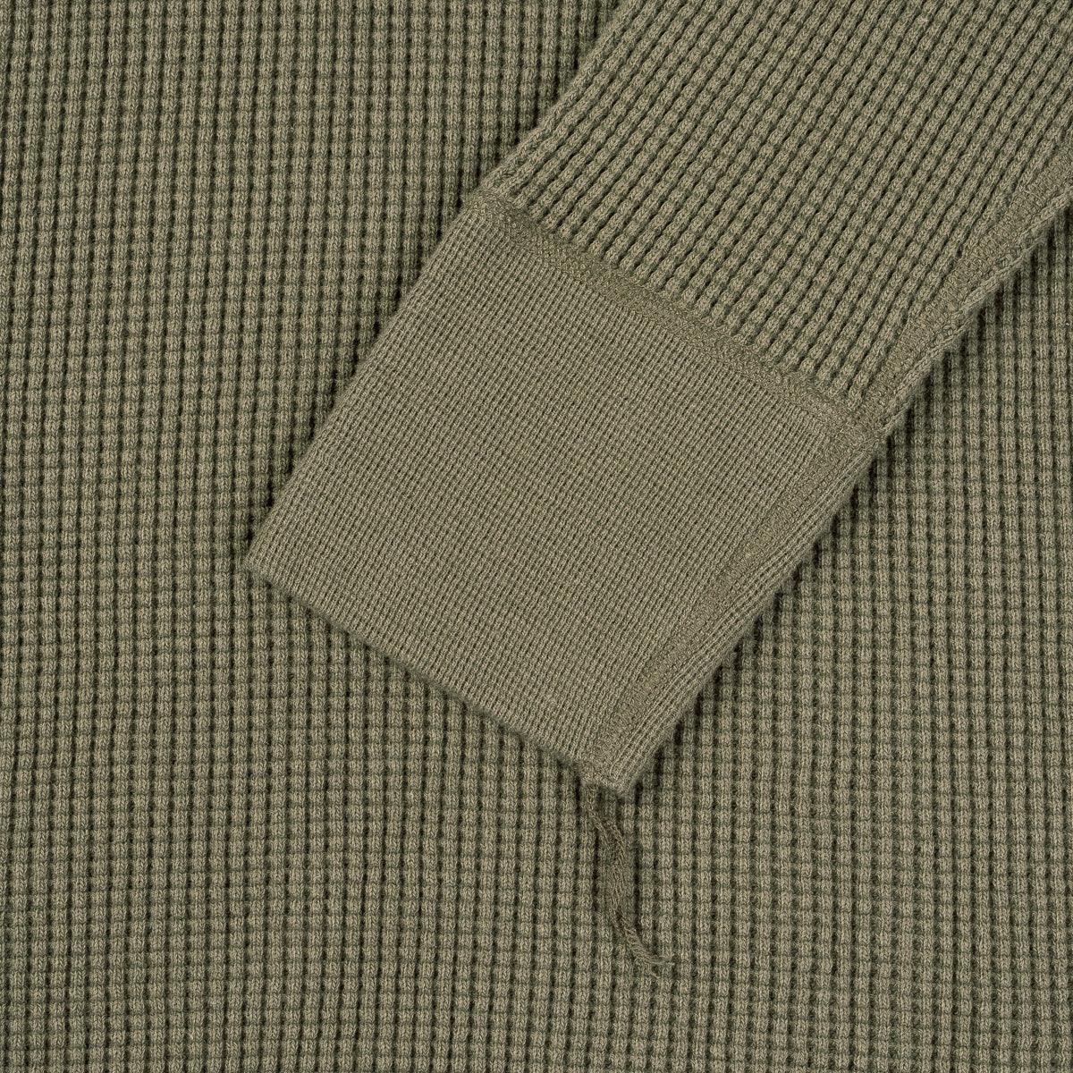 IHTL-1301-OLV - Waffle Knit Thermal Long Sleeved Crew Neck - Olive - Image 4