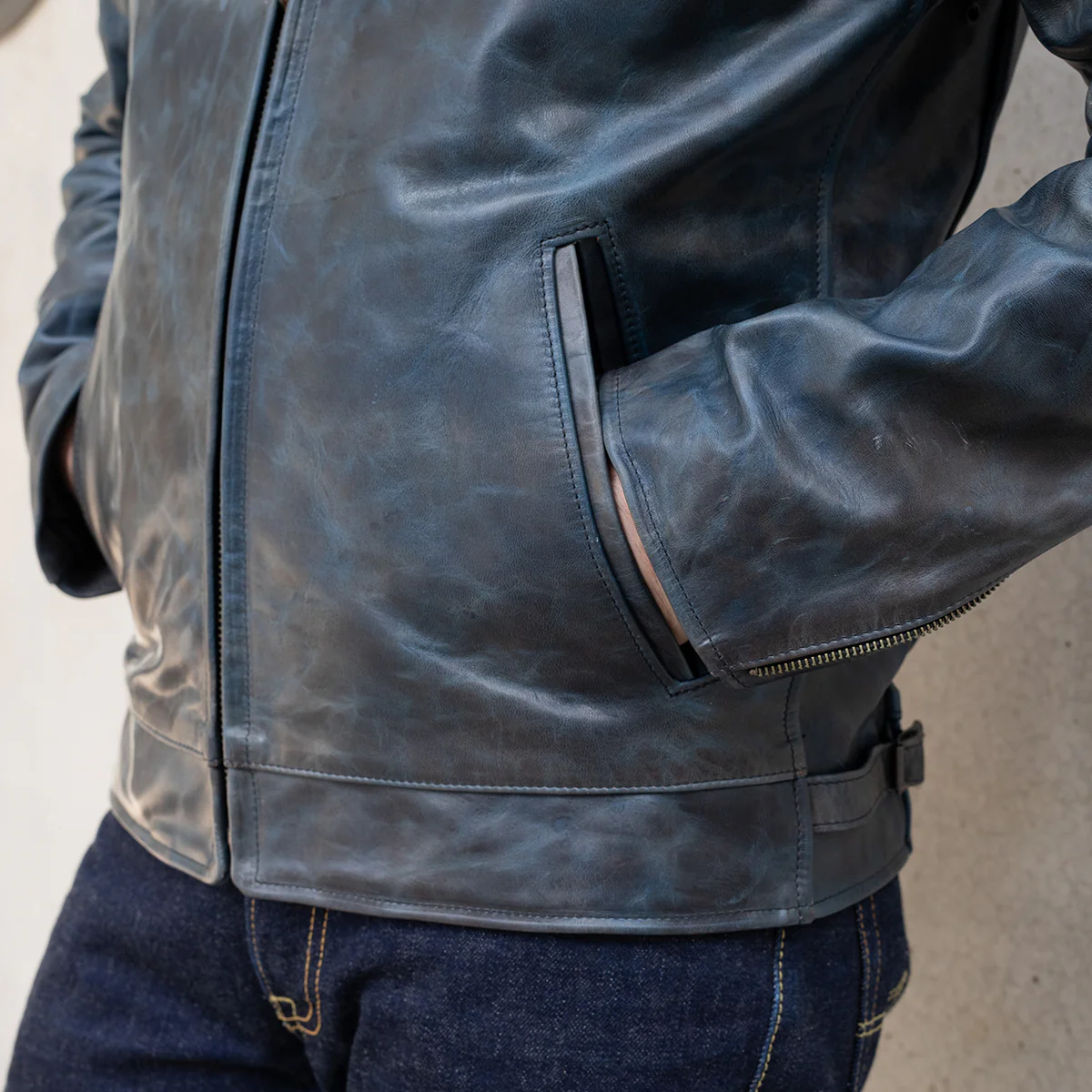SB-TG-IND-HO - Simmons Bilt "Tailgunner" Indigo Horsehide Jacket - Image 5